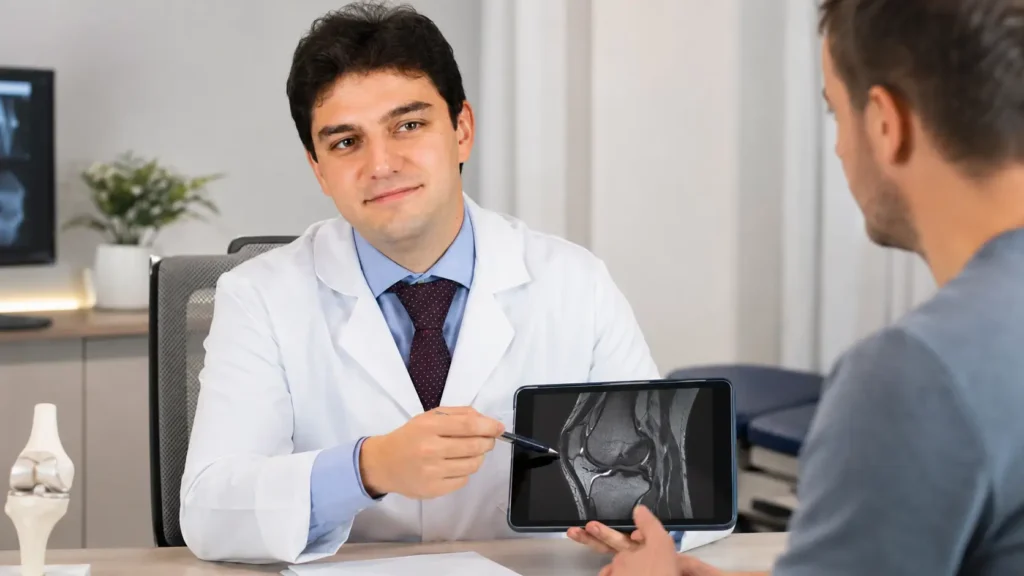 Consulta traumatológica para valorar una rotura de menisco